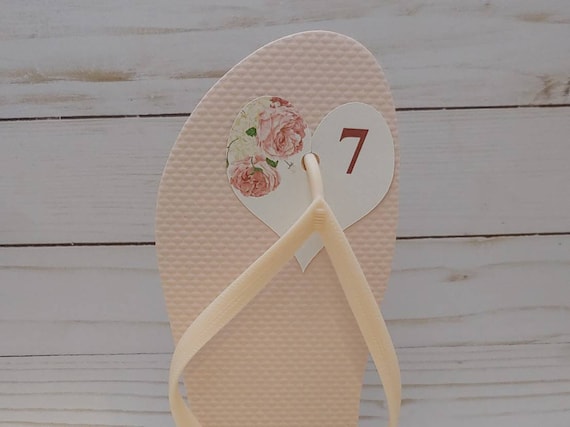 Flip Flop Size Tag for Wedding Easy No Knot Tying Customizable Heart Shaped Flip flop Thong Sandal Flippies Number Labels Party Favor Etsy UK