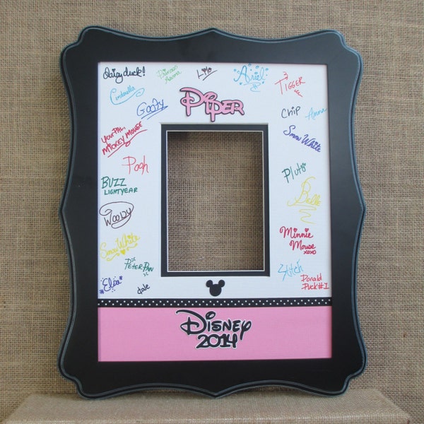 DISNEY Inspired AUTOGRAPH Photo Mat / Matte Double Beveled Cut for 11"x14" frame with 5"x7" opening Portrait Orientation / Black