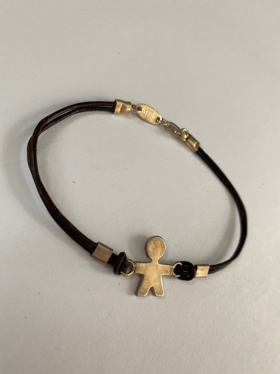 Alessi girotondo sterling silver 925 boy Charm double leather Etsy