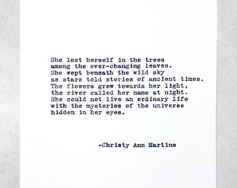 Unique Handmade Gifts for Her - Typed by Poet – Nature Lover Free Spirit Verse (5x7)