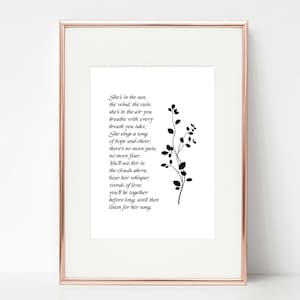 Cadeau voor moeder met bloemdessin - Sympathy Gift Mother - Gedichtenafdruk gedenkteken