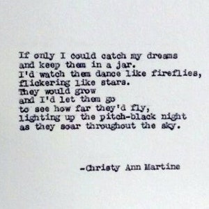 Poetry If Only I Could Catch My Dreams Fireflies Poem Etsy