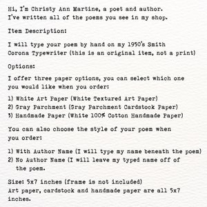 Cute Whimsical Short Poem- Hand Typed - I throw wishes into the sky and wait for the stars to catch them - Christy Ann Martine Poems image 2