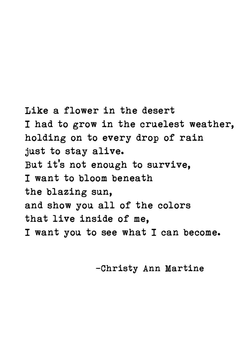 Childhood Abuse Survivor Like a Flower in the Desert Poem Etsy