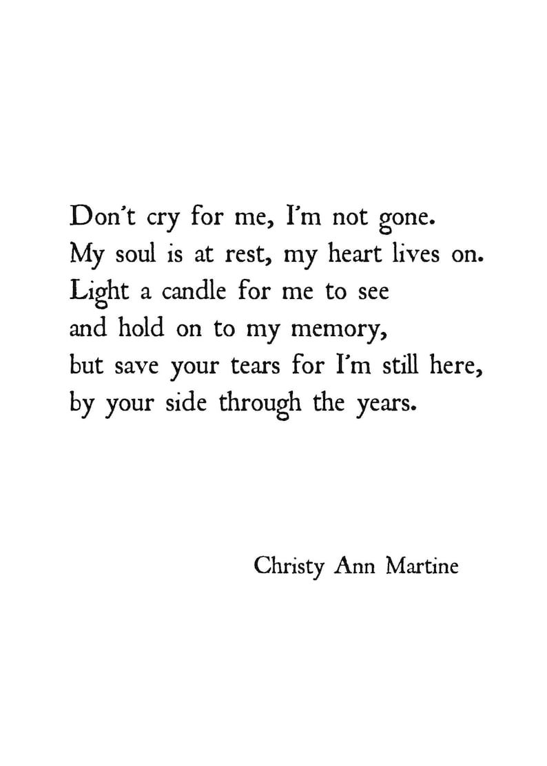 Sympathy Gifts For Mother Father Or Friend Poem Print Etsy