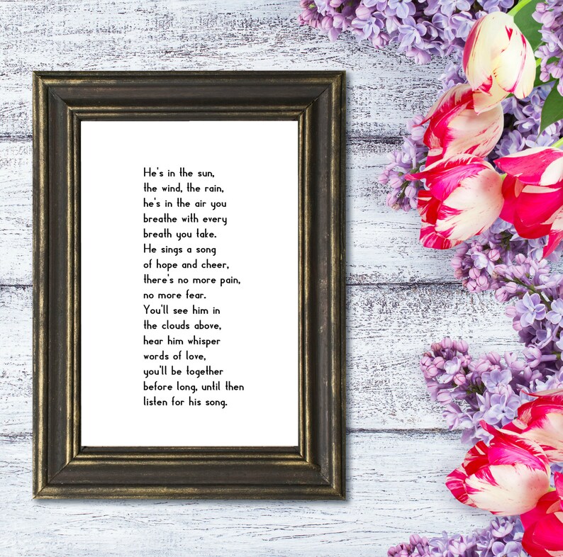 Printable Sympathy Gift Mother or Father Loss of Mom or