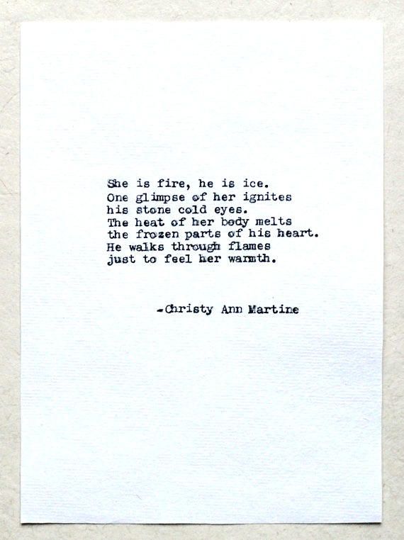 She Is Love Quotes Poetry Love Quotes She Is Fire He Is Ice Love Poem Typed | Etsy Hong Kong