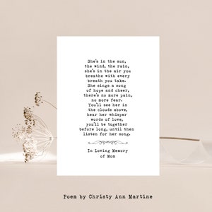 Sympathy Gift for Loss of Mother, Daughter or Grandma - Poem In Loving Memory of Mom Print