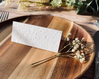 plantable place cards | Blank Name cards | Eco- Friendly | seeded paper |  place setting card | wedding | plain design | write out yourself