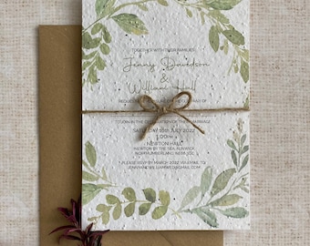 Seeded paper wedding invite |  eco friendly stationery | plantable wedding invites | Wedding card | Eco friendly wedding