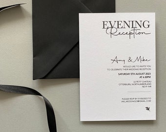 Simple evening wedding invite | Evening wedding invitations | wedding invitations | monochrome wedding stationery | modern wedding