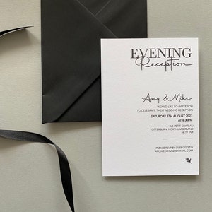 Simple evening wedding invite | Evening wedding invitations | wedding invitations | monochrome wedding stationery | modern wedding