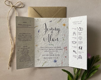 Wildflower Seed Paper Wedding Invite: Eco-Friendly Gate Fold