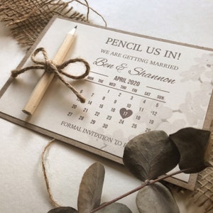 Save the date - Pencil us in -  Wedding save the date - Rustic wedding invites - Rustic save the date