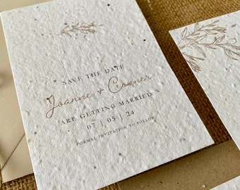 Olive branch | Save the date card | seeded paper |  eco friendly stationery | plantable save the date card |  | Eco friendly wedding