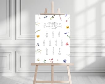 Wildflower Wedding Table Plan Board: Foliage Seating Chart (A1 or A2)