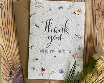 Thank you card | seeded paper, eco friendly | plantable card | teacher thank you card