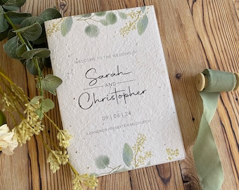 Plantable Seeded Paper Wedding Order of Service | Eco-Friendly Foliage