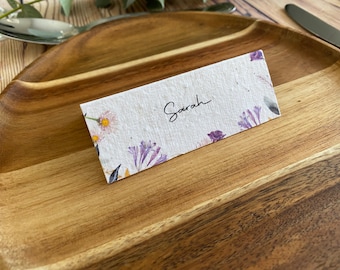 Wild flower place cards | Eco- Friendly | seeded paper | place setting card | wedding | floral | personalised place setting cards