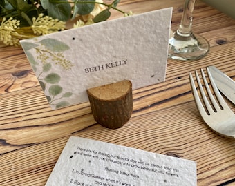 Flat Place cards | Eco- Friendly | seeded paper |  place setting card | wedding | eucalyptus  | printed place setting cards | foliage theme