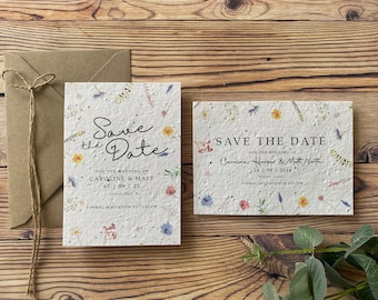 Wildflower Seed Paper Save the Date Cards: Eco-Friendly Wedding Stationery