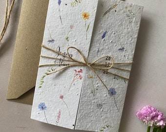 Plantable Seed Paper Wedding Invite: Wildflower Gate Fold Design