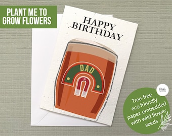 Plantable Birthday card | Grandad Birthday card | Dad birthday card | Beer Birthday card | Eco Birthday card | seeded paper