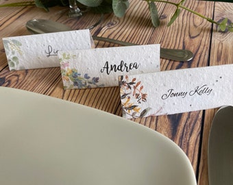 Place cards | Floral | Eco- Friendly | seeded paper | place setting card | wedding | printed place setting cards
