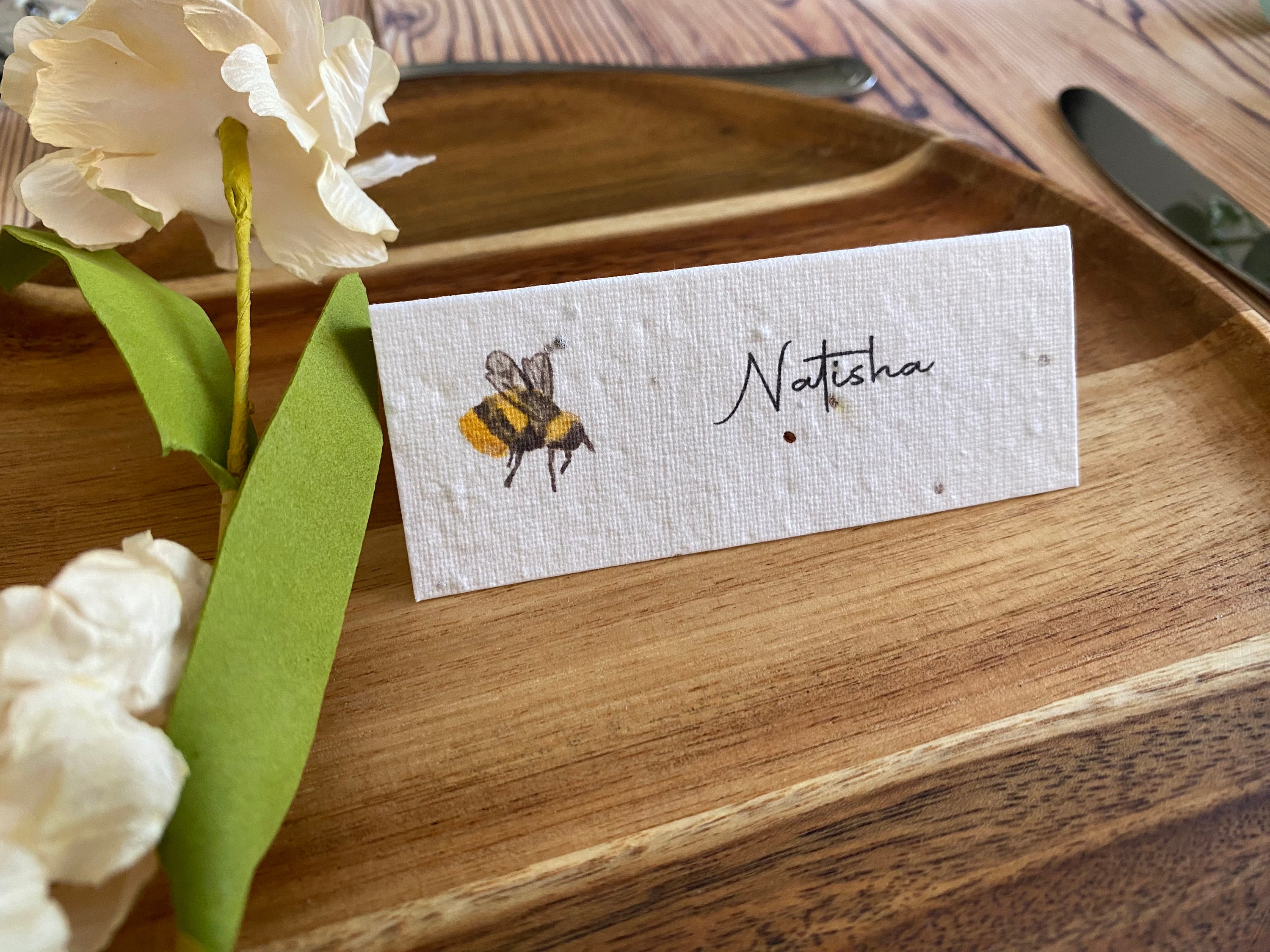 bee-theme-place-cards-eco-friendly-seeded-paper-place-etsy-uk