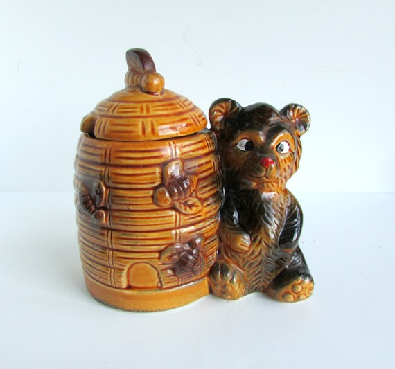 Vintage Ceramic Honey Pot Bear and Beehive Armbee San Francisco Japan