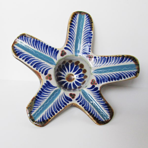 Vintage Ken Edwards Tonala Stoneware Flower Shaped Candle Holder/Dish As Is
