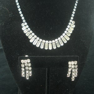 Art Deco Bridal Set By Designer Weiss Rhinestone Neckless and Earrings