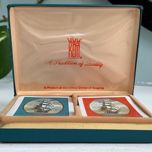 Vintage KEM Double Deck Playing Cards In Original Carrying Case / Made In The USA