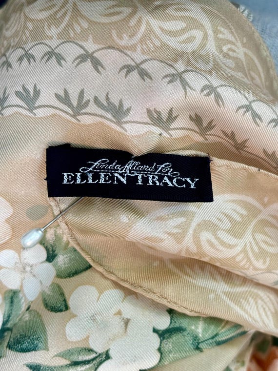 Floral Print Silk Scarf: Vintage Designer Ellen Tracy Accessory View 3