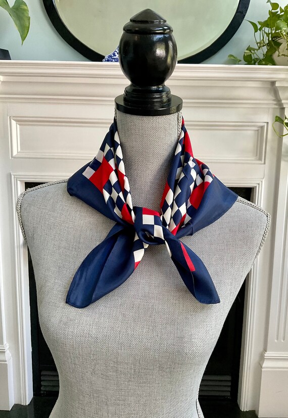 Vintage Echo Red White And Blue Square Silk Scarf - image 3