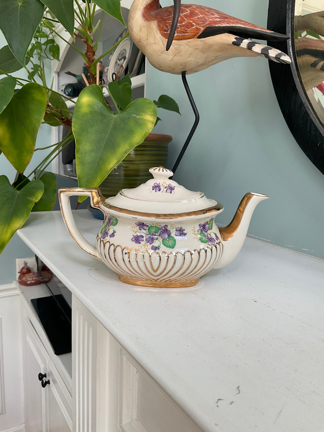 Gibsons Teapot Made in England/ Gold Leaf Purple Etsy