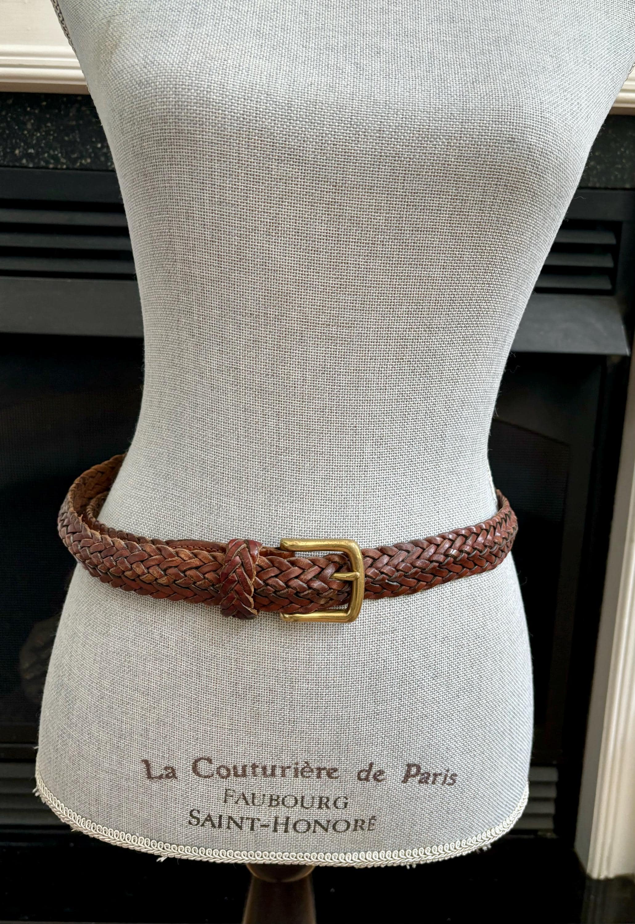 Coach Vintage 90s Minimalist Boho Chic Heritage Woven Brown Leather Brass Belt Vintage 90s Coach Belt Khaki Tan Leather logo | Mercari main image 3