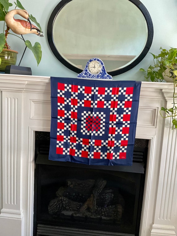 Vintage Echo Red White And Blue Square Silk Scarf - image 2