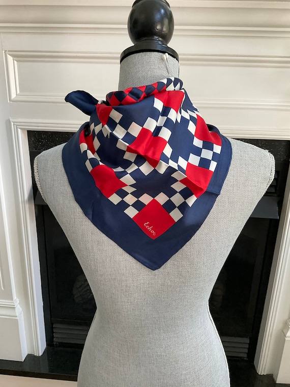 Vintage Echo Red White And Blue Square Silk Scarf - image 7