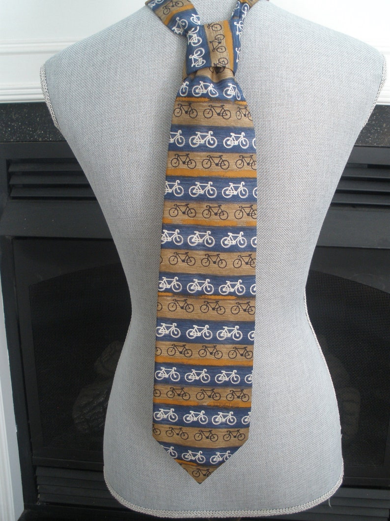 Fun Silk Necktie With A Bicycle Print made In The USA