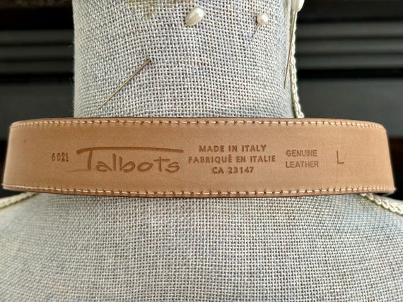 Vintage Talbots Brown Patterned Leather Belt With… - image 2