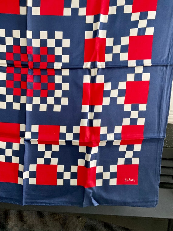 Vintage Echo Red White And Blue Square Silk Scarf - image 4