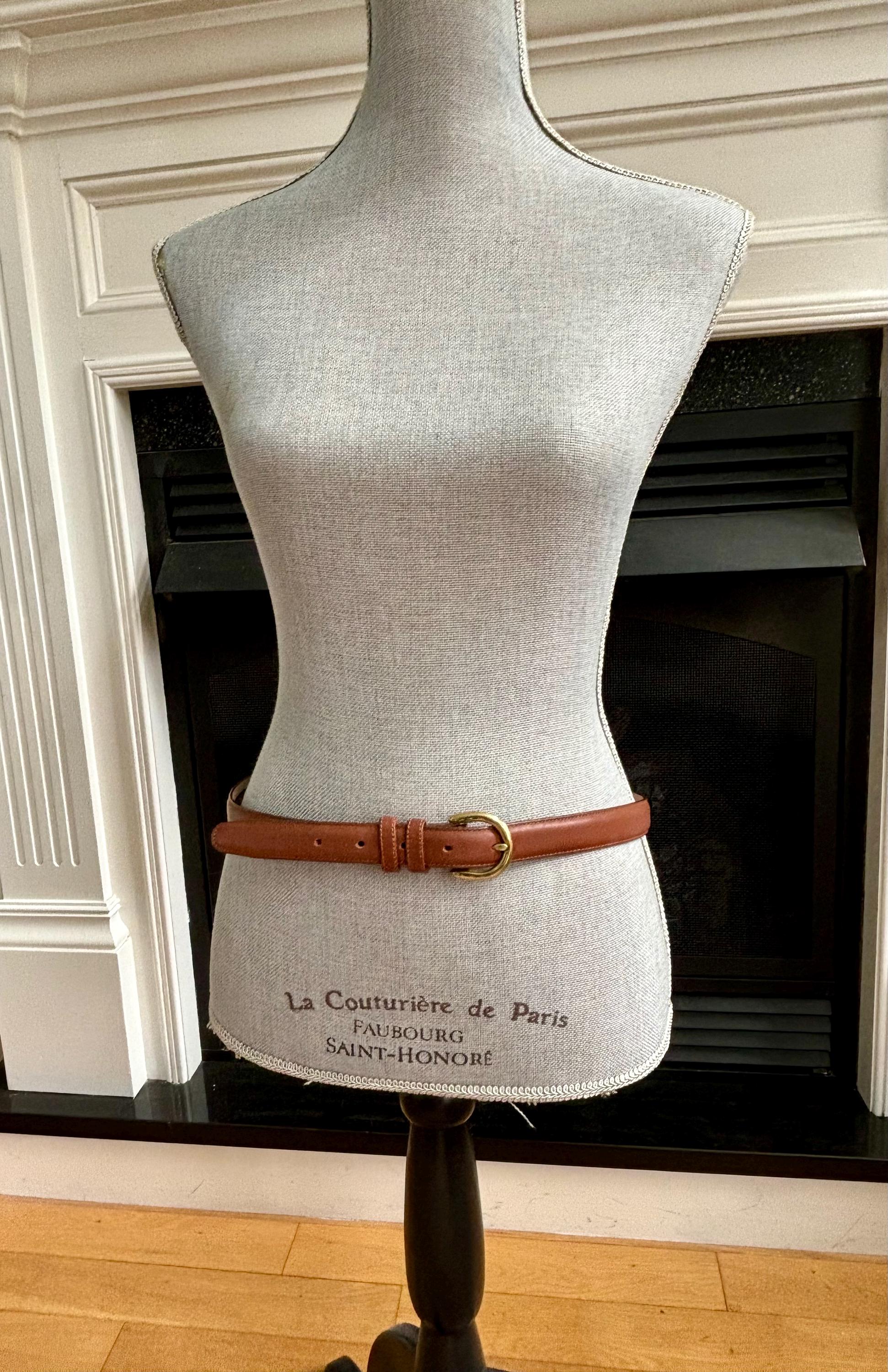 Vintage 90\'s Land\'s End Deep Blue Leather Belt with Solid Brass Buckle Leather Tailored Vintage Belts for sale | eBay main image 4