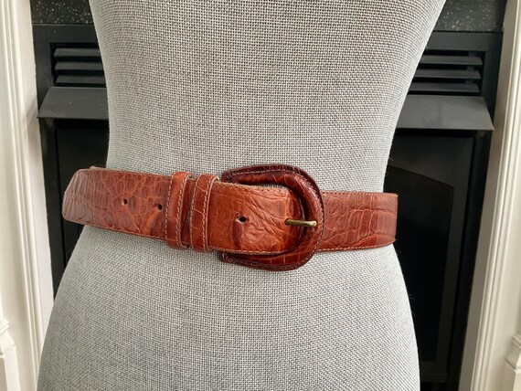 Ceinture En Cuir Vintage Talbots Pour Femme - Taille L - Marron - Boucle Laiton équestre - Tressée