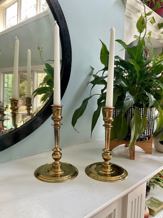 Pair Of Vintage Brass CandleStick Holders Great Presence