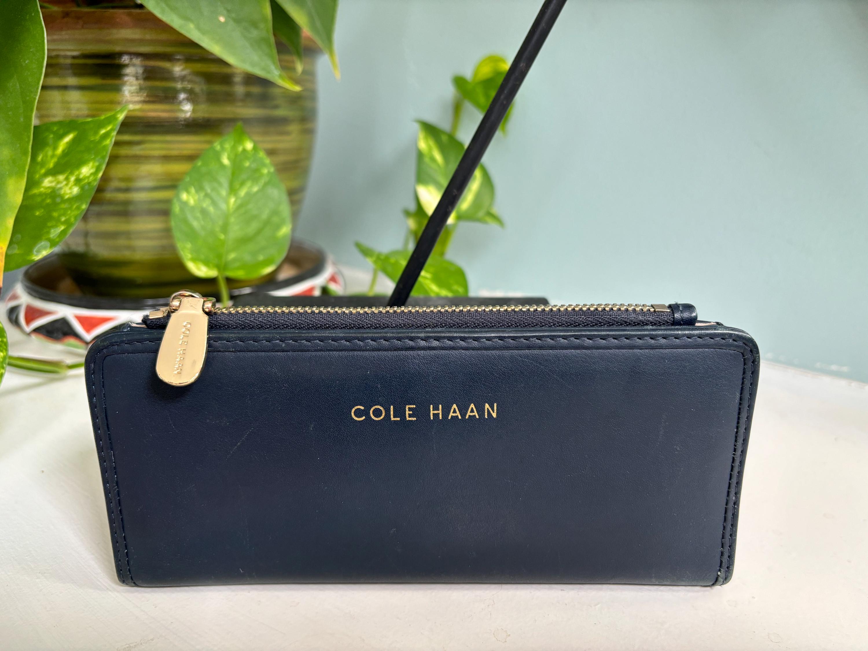 Cole Haan Vintage Navy Blue Leather Wallet - Etsy display picture 1