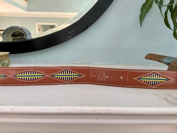 Vintage Brown Leather Belt With Decorative Cutouts - Etsy display picture 1