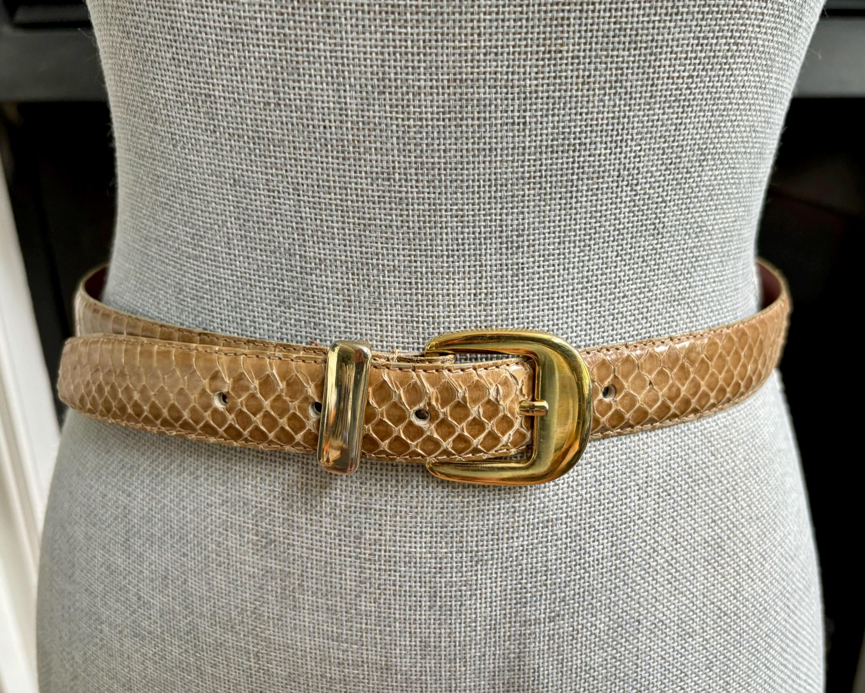 Vintage Snakeskin Belt With Gold Metal Buckle by JANA - Etsy display picture 1