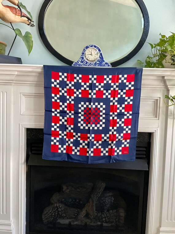 Vintage Echo Red White And Blue Square Silk Scarf - image 9