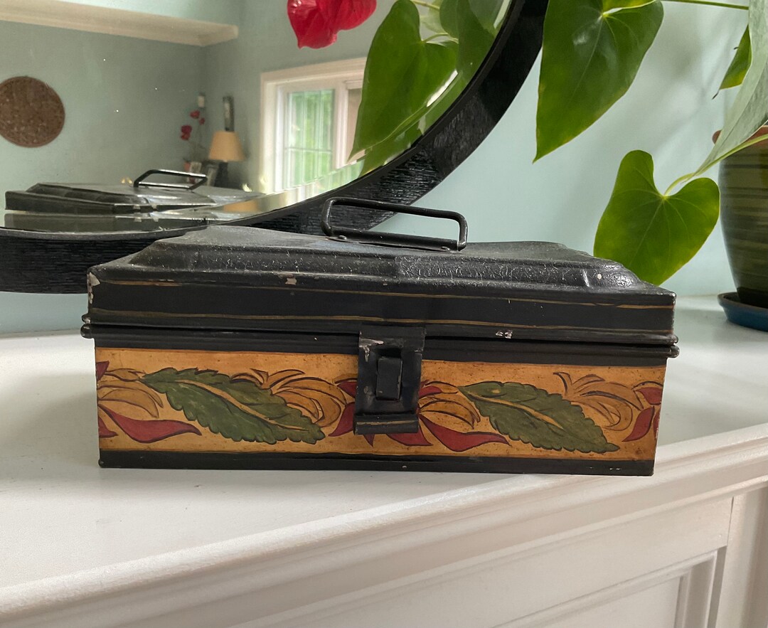 Antique Toleware Painted Metal Box - Etsy